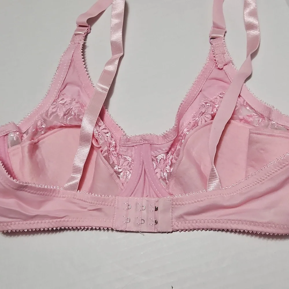 Sexy Elegant Pink Lace Half Padded Push Up Underwire Bra Size 36DD